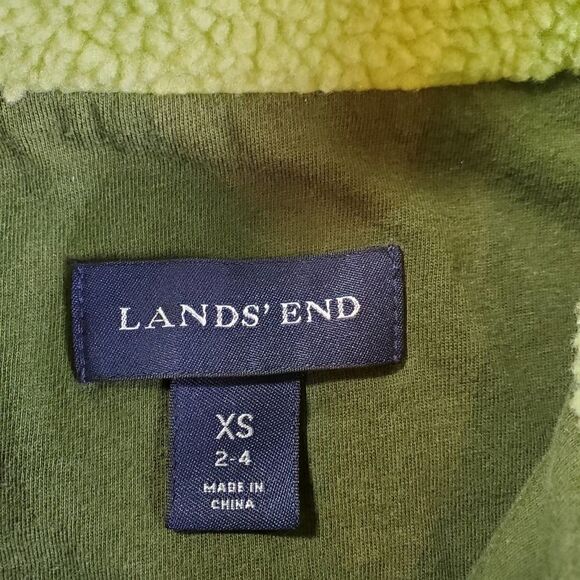 Lands End Jacket Womens XS 2-4 Green Fleece 1/4 Zip Sherpa Pullover - Picture 2 of 6